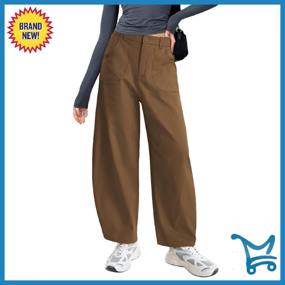 Womens Cotton Wide Leg Palazzo Pants with Pockets Casual Capri